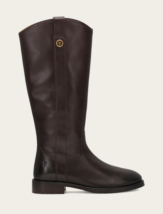 Women's Dark Brown Melissa Button Tall Inside Zip Wide Calf Boot Frye Sale