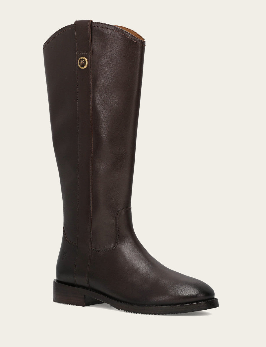 Women's Dark Brown Melissa Button Tall Inside Zip Wide Calf Boot Frye Sale