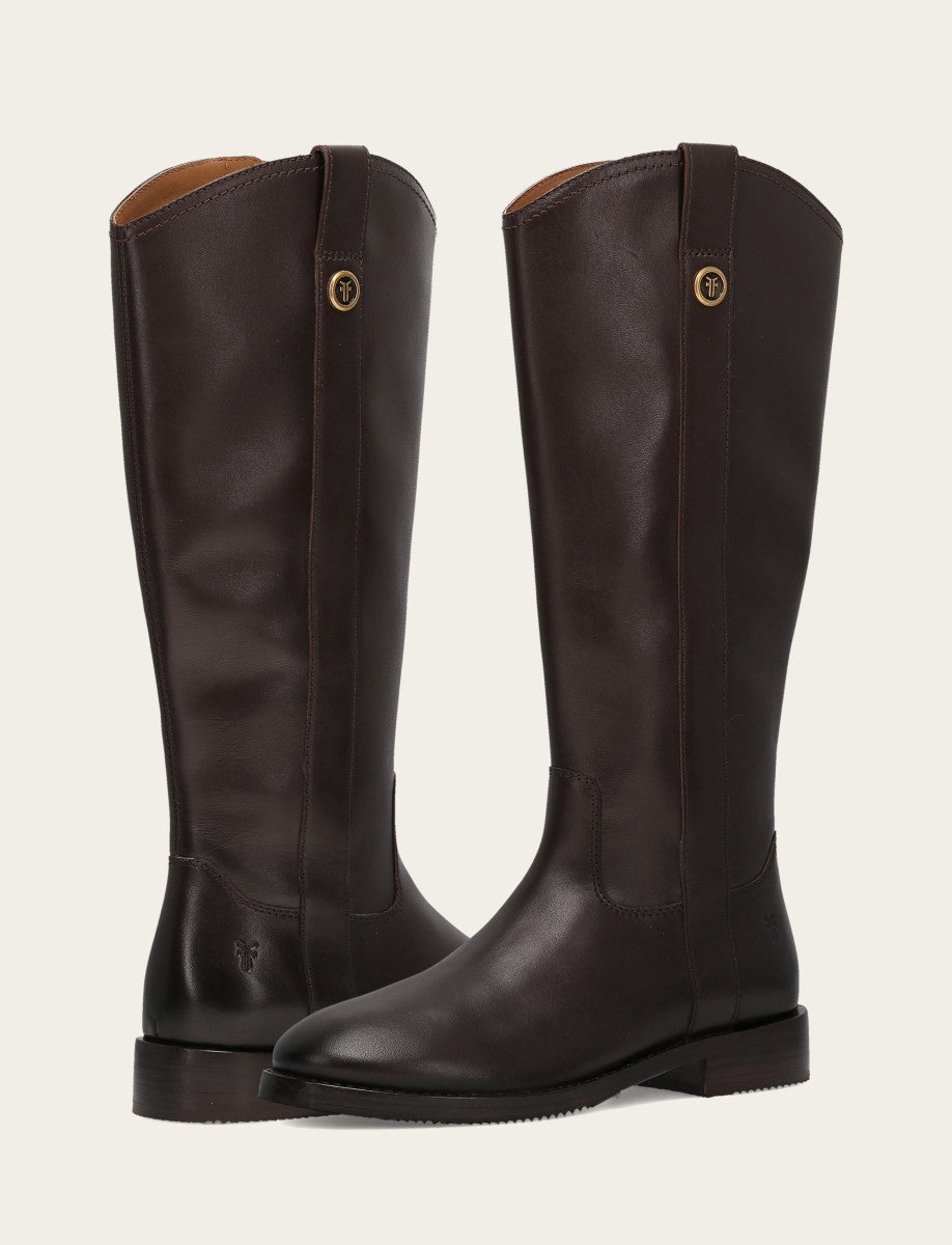 Women's Dark Brown Melissa Button Tall Inside Zip Wide Calf Boot Frye Sale