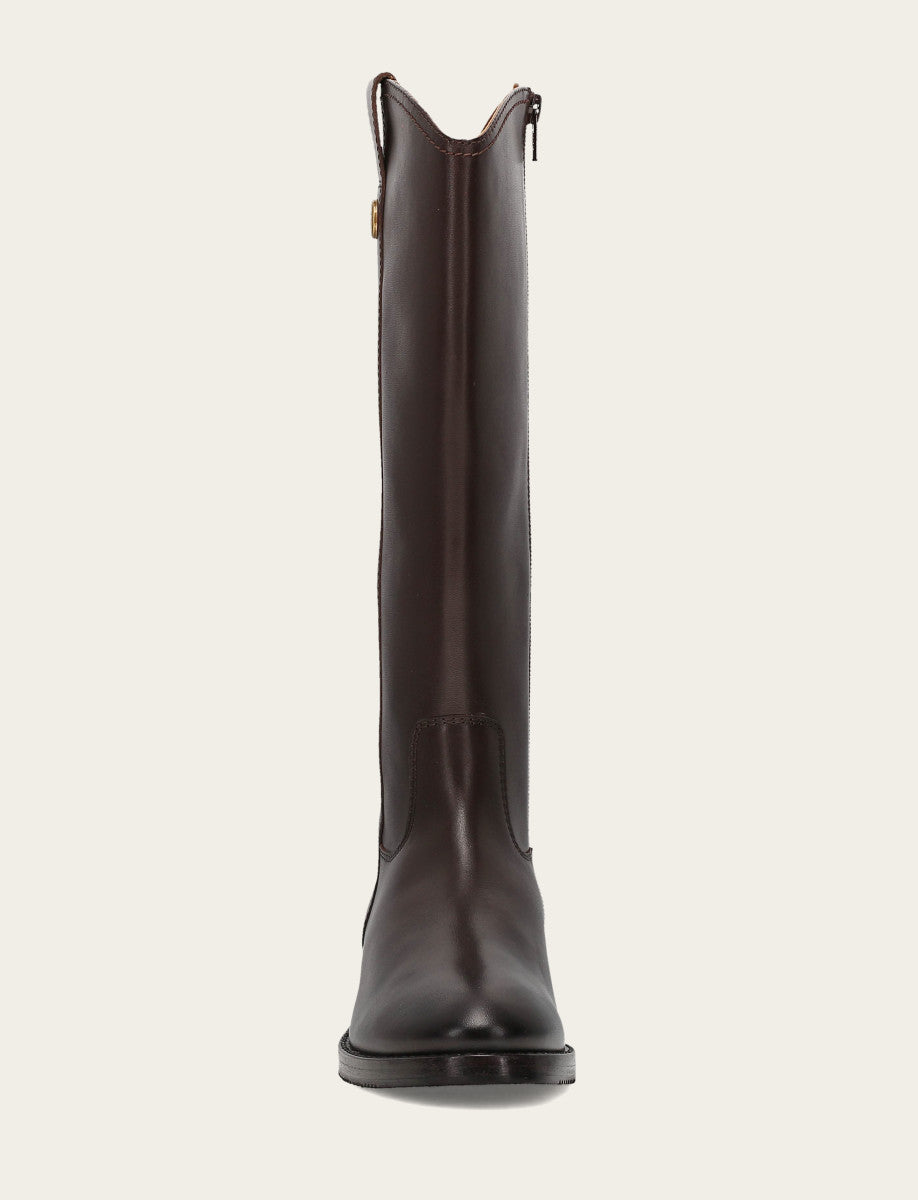 Women's Dark Brown Melissa Button Tall Inside Zip Wide Calf Boot Frye Sale