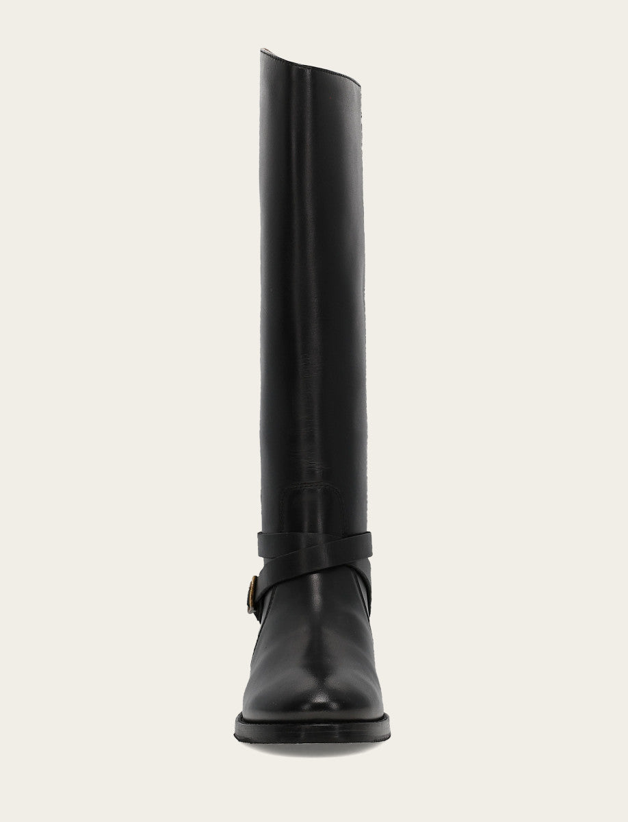 Women's Black Melissa Belted Riding Wide Calf Boot Frye us