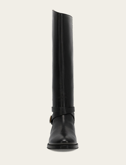 Women's Black Melissa Belted Riding Wide Calf Boot Frye us