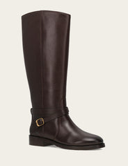 Women's Dark Brown Melissa Belted Riding Wide Calf Boot Frye USA