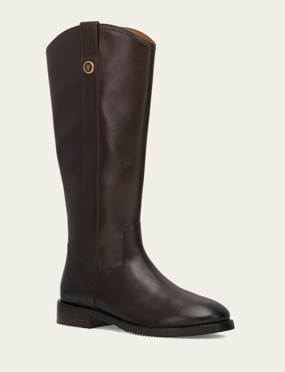 Women's Dark Brown Melissa Button Tall Inside Zip Boot Frye Discount