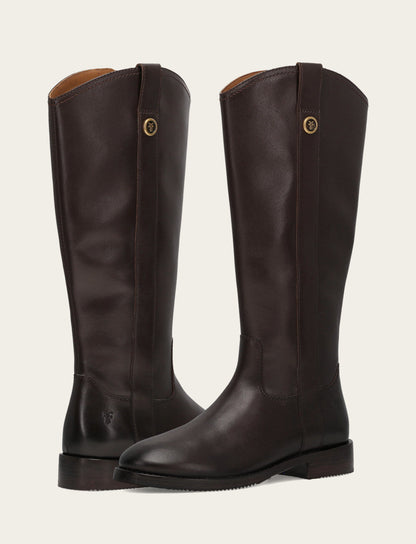 Women's Dark Brown Melissa Button Tall Inside Zip Boot Frye Discount