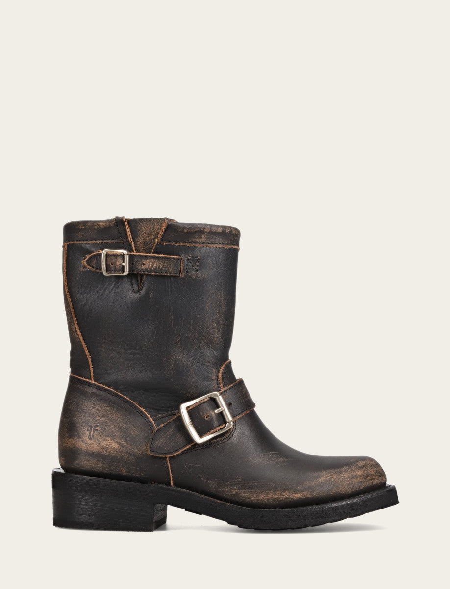 Women's Distressed Black Viv Short Engineer Boot Frye Sale