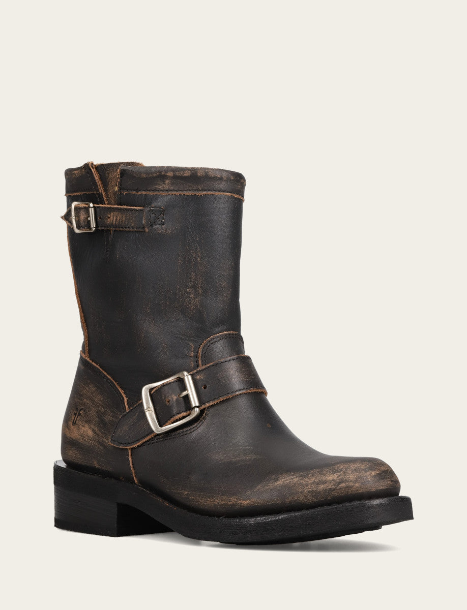Women's Distressed Black Viv Short Engineer Boot Frye Sale