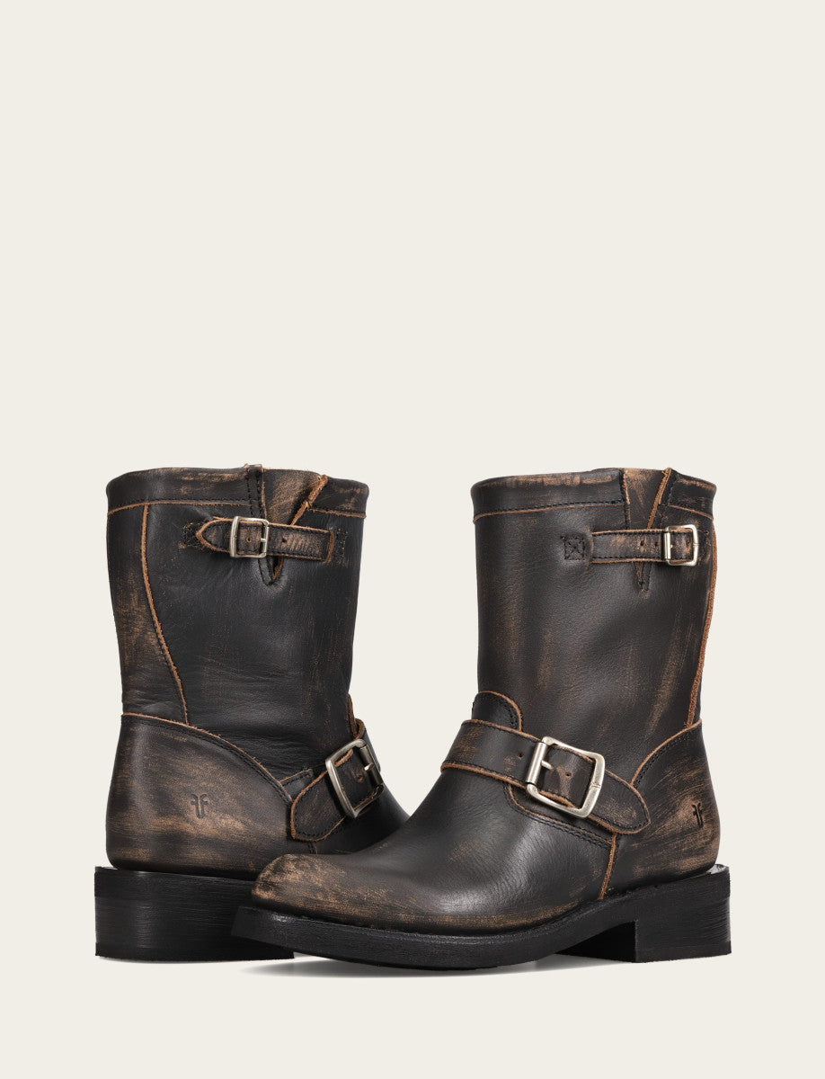 Women's Distressed Black Viv Short Engineer Boot Frye Sale