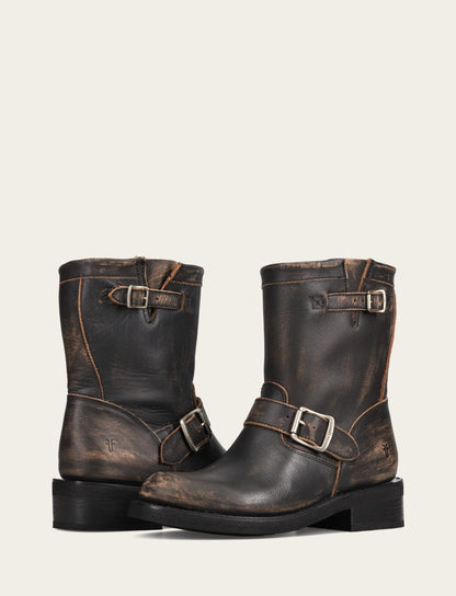 Women's Distressed Black Viv Short Engineer Boot Frye Sale