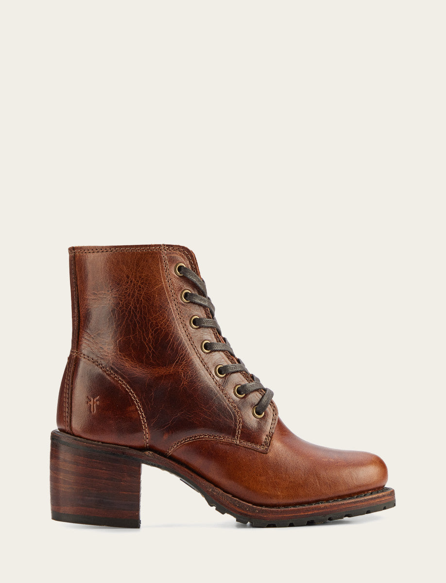 Women's Cognac Sabrina 6G Lace Up Boots Frye For Sale
