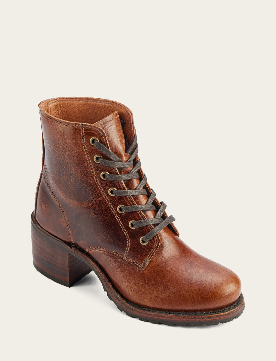 Women's Cognac Sabrina 6G Lace Up Boots Frye For Sale