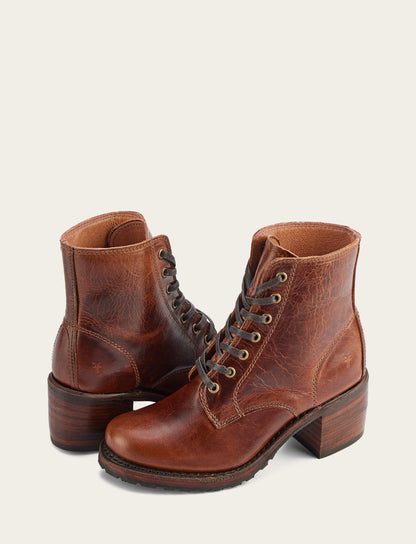 Women's Cognac Sabrina 6G Lace Up Boots Frye For Sale