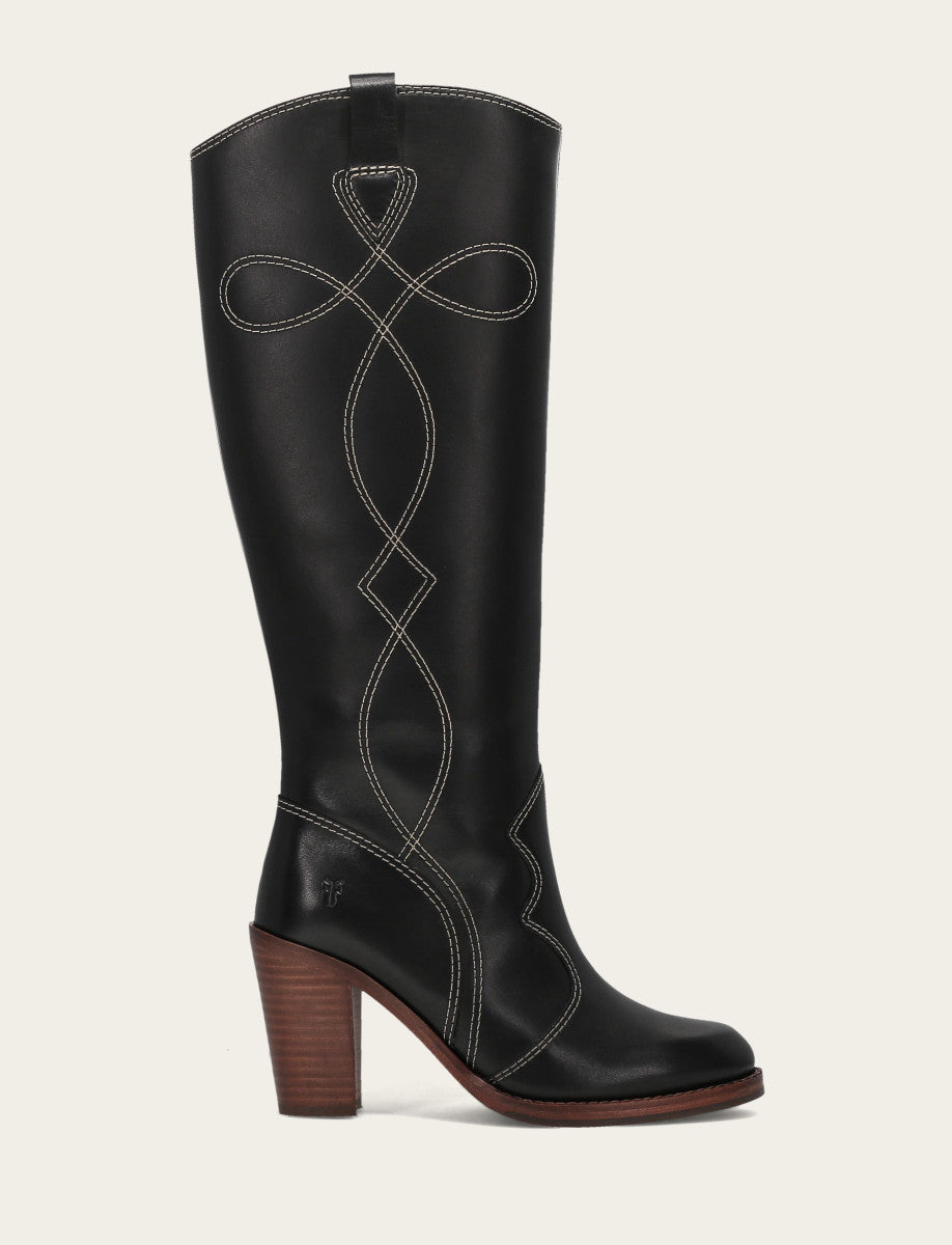 Women's Black Corinne Tall Deco Stitch Boot Frye