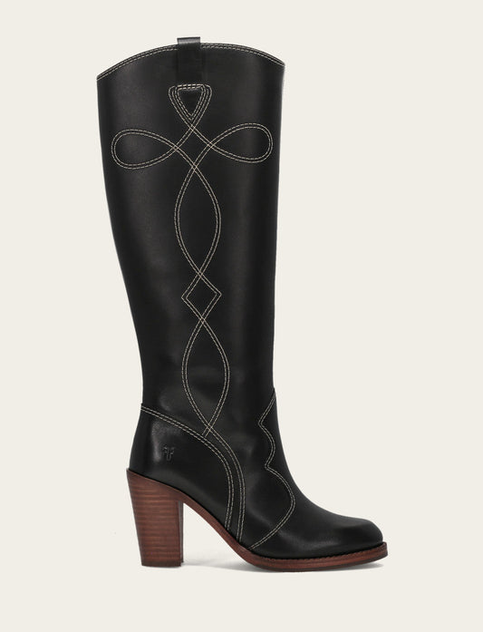 Women's Black Corinne Tall Deco Stitch Boot Frye