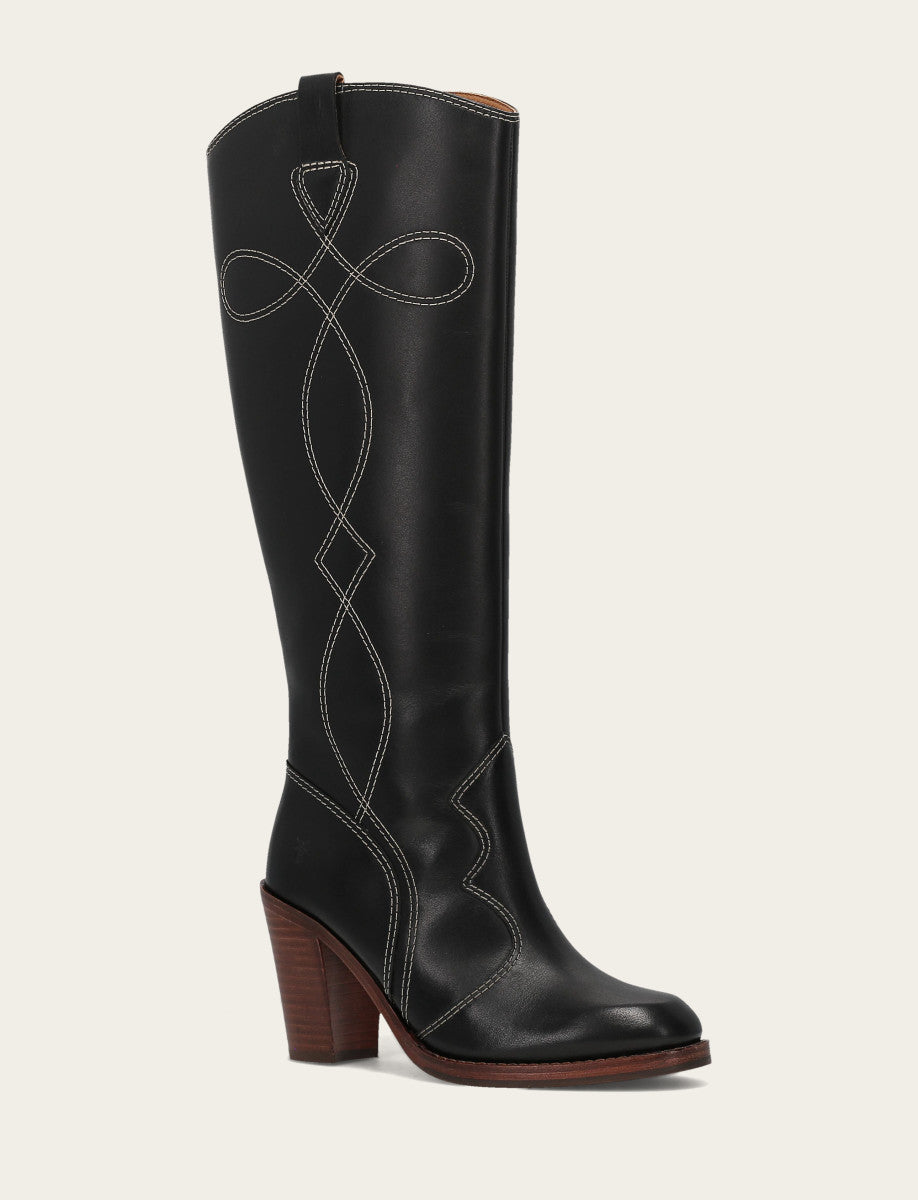 Women's Black Corinne Tall Deco Stitch Boot Frye