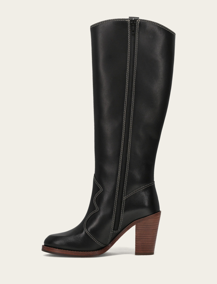 Women's Black Corinne Tall Deco Stitch Boot Frye