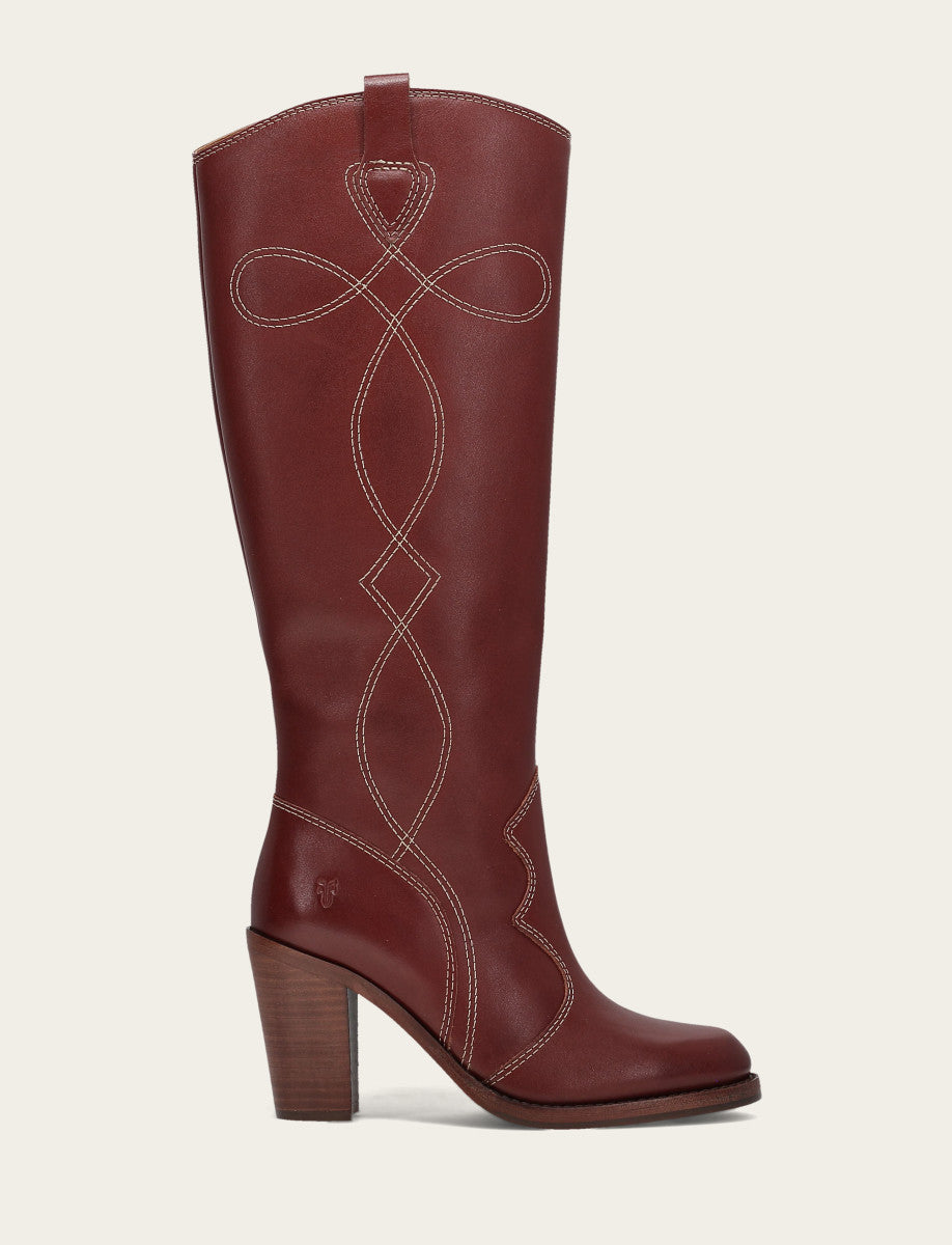 Women's Cranberry Corinne Tall Deco Stitch Boot Frye Discount