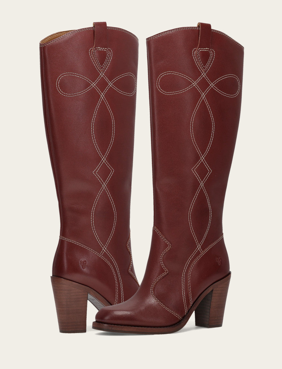 Women's Cranberry Corinne Tall Deco Stitch Boot Frye Discount