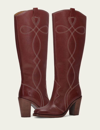 Women's Cranberry Corinne Tall Deco Stitch Boot Frye Discount