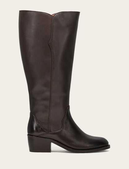 Women's Dark Brown Carson 2 Piping Tall Wide Calf Boot Frye Sale