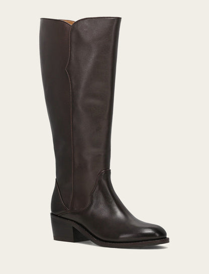 Women's Dark Brown Carson 2 Piping Tall Wide Calf Boot Frye Sale