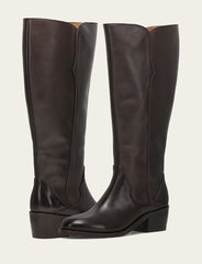 Women's Dark Brown Carson 2 Piping Tall Wide Calf Boot Frye Sale