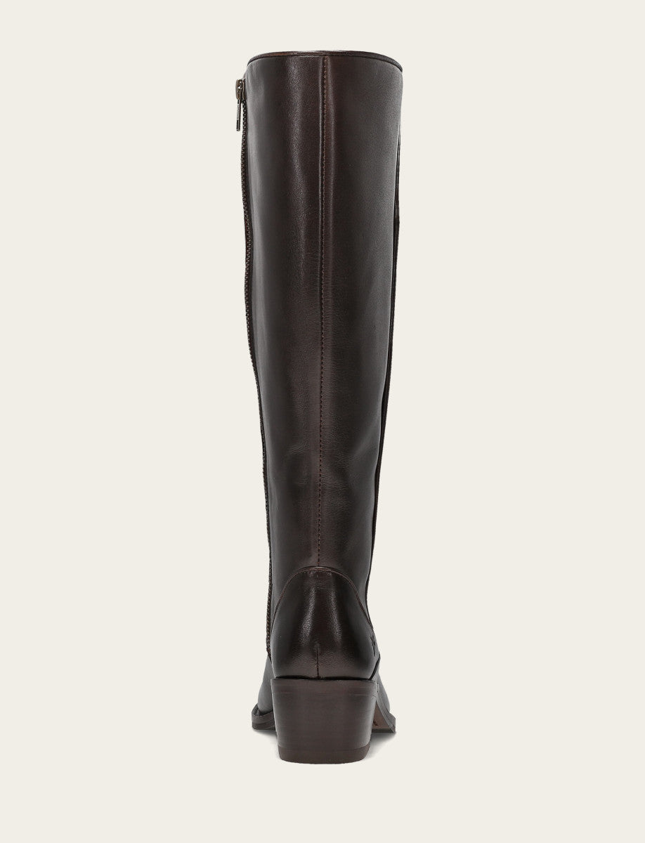 Women's Dark Brown Carson 2 Piping Tall Wide Calf Boot Frye Sale