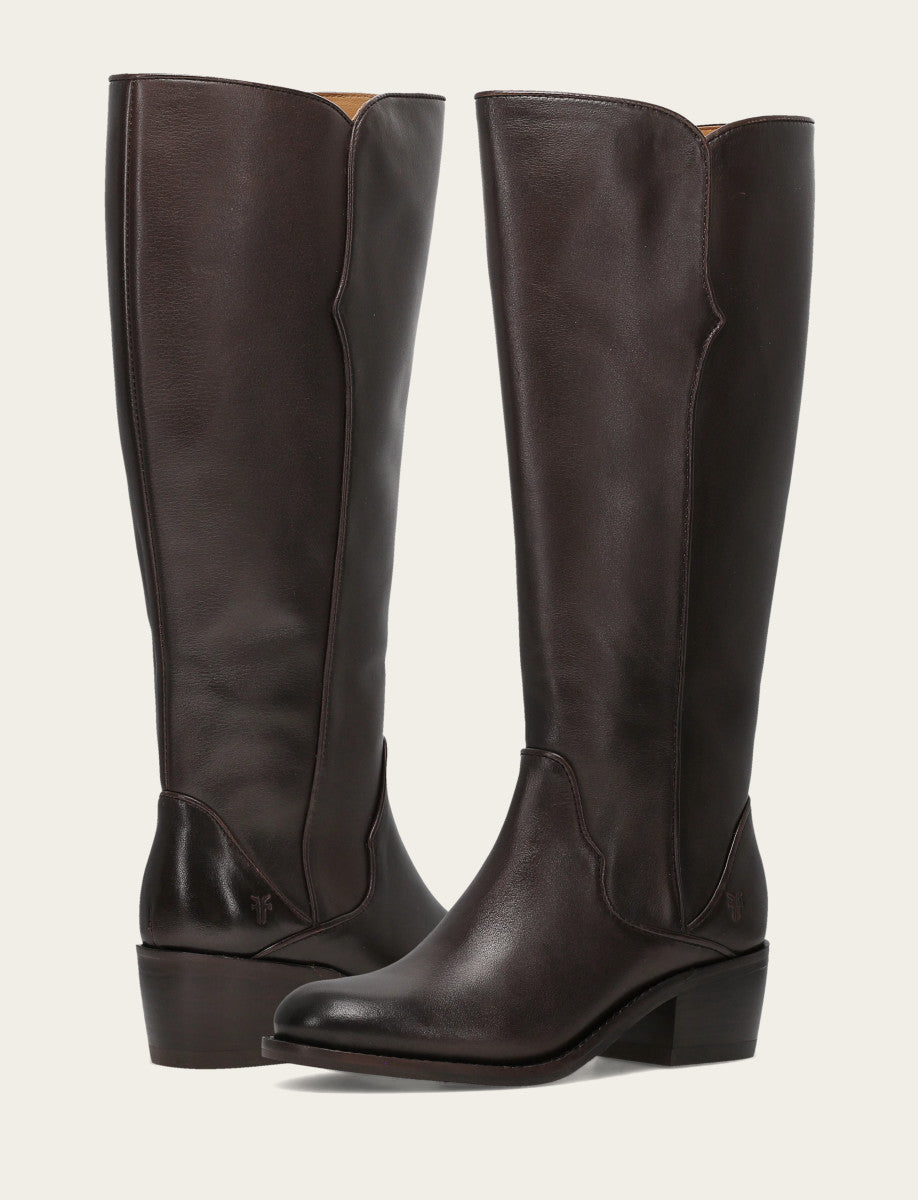 Women's Dark Brown Carson 2 Piping Tall Boot Frye For Sale