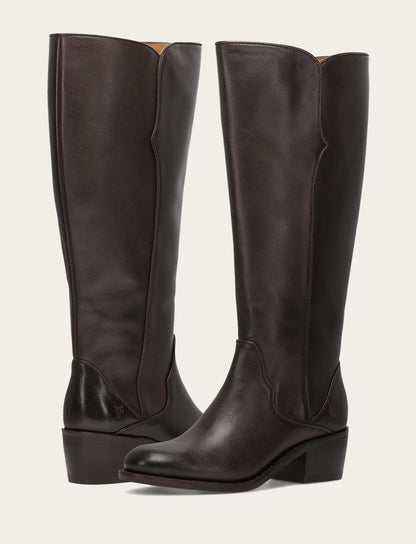 Women's Dark Brown Carson 2 Piping Tall Boot Frye For Sale