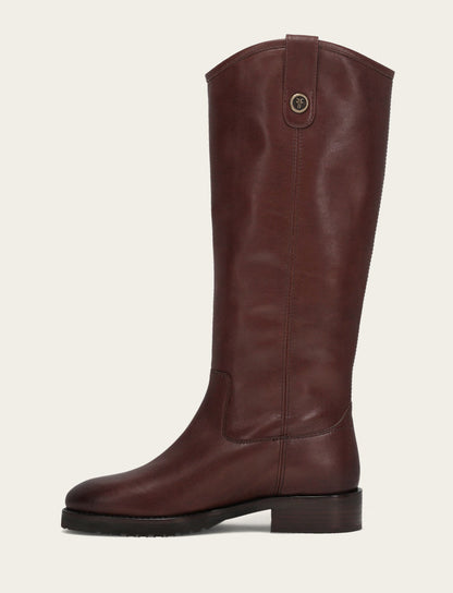 Women's Brown Melissa Lug Button Tall Wide Calf Boot Frye us