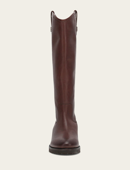 Women's Brown Melissa Lug Button Tall Wide Calf Boot Frye us