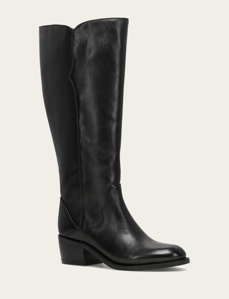 Women's Black Carson 2 Piping Tall Wide Calf Boot Frye