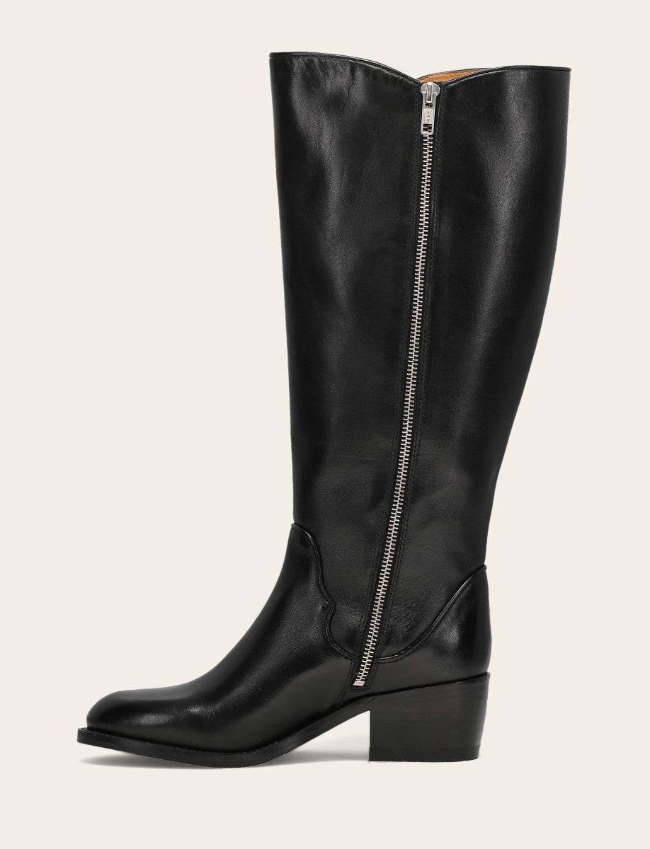 Women's Black Carson 2 Piping Tall Wide Calf Boot Frye