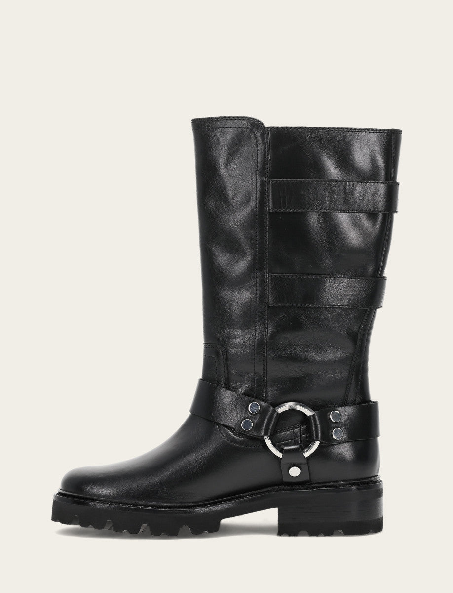 Women's Black Olivia Moto Mid Boot Frye Online