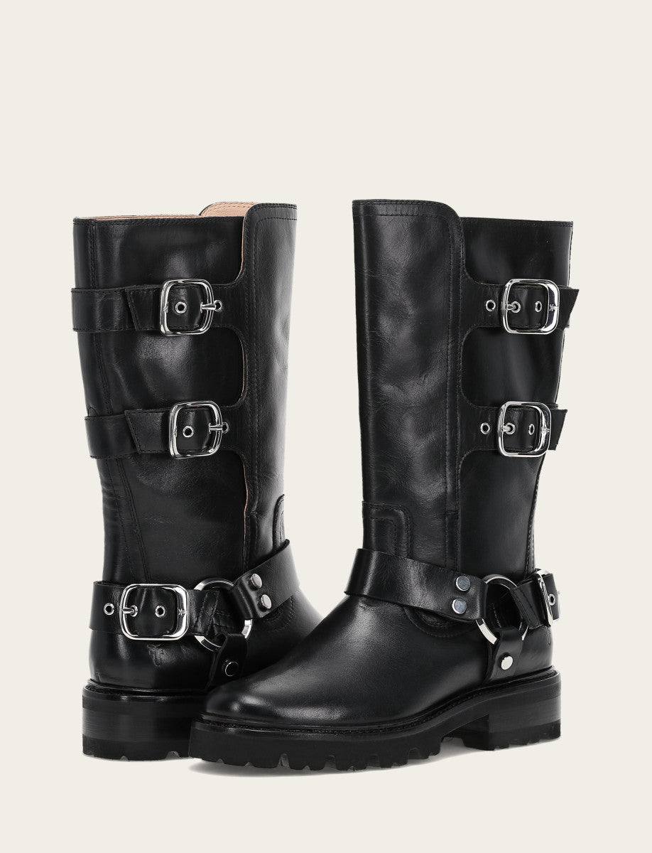 Women's Black Olivia Moto Mid Boot Frye Online