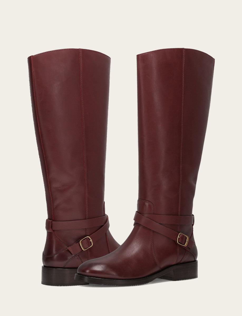 Women's Merlot Melissa Belted Riding Wide Calf Boot Frye Sale