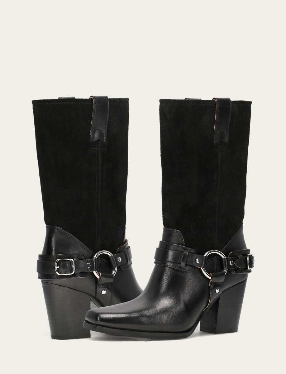 Women's Black Shiloh Harness Belted Boot Frye For Sale