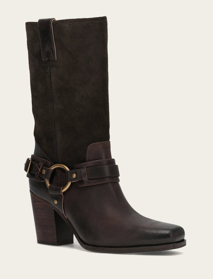 Women's Dark Brown Shiloh Harness Belted Boot Frye Outlet