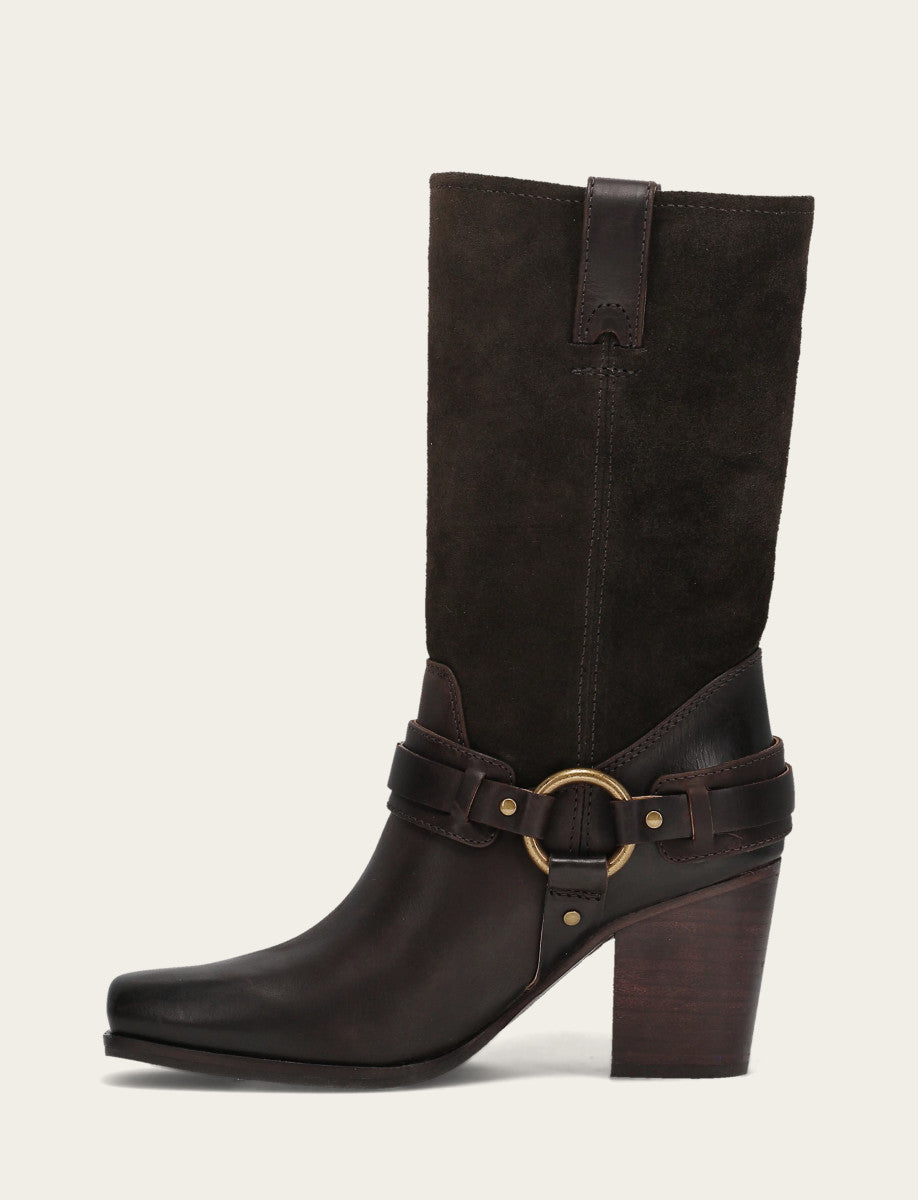 Women's Dark Brown Shiloh Harness Belted Boot Frye Outlet
