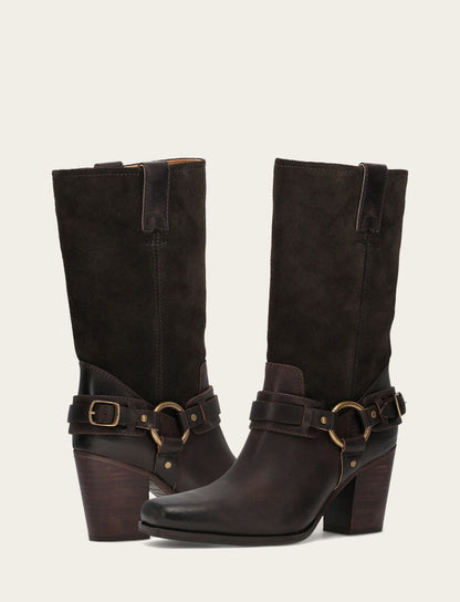 Women's Dark Brown Shiloh Harness Belted Boot Frye Outlet