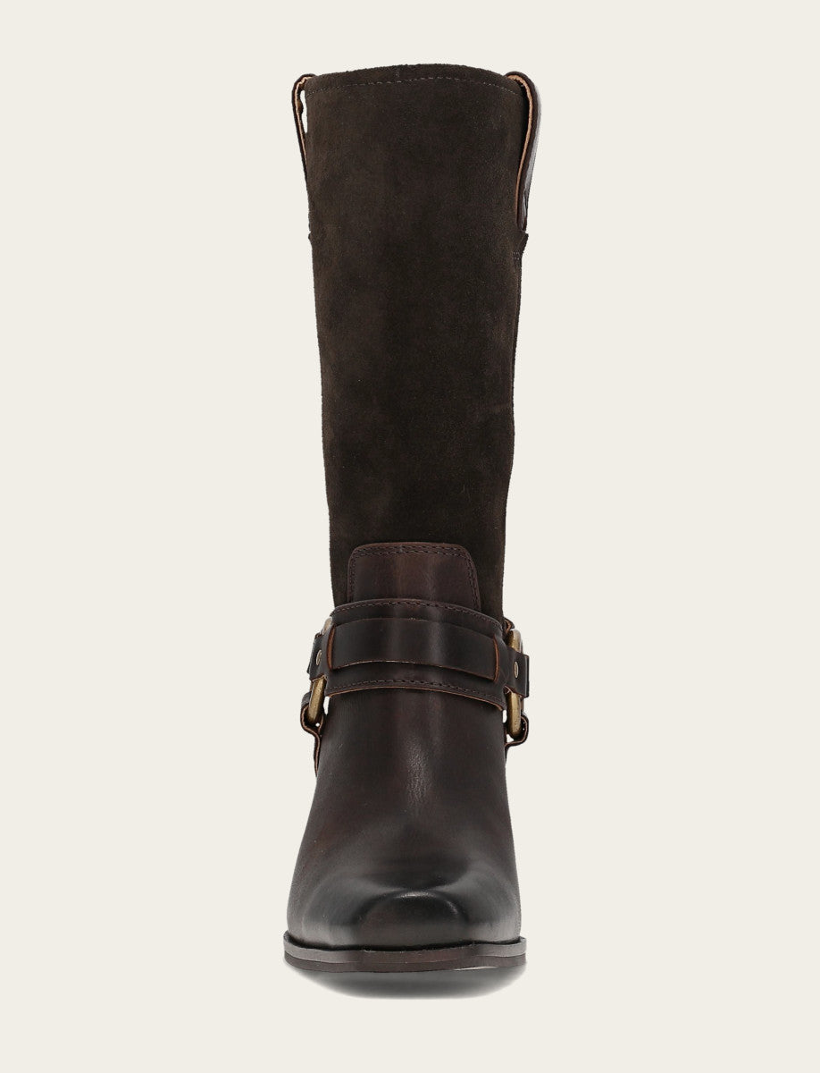 Women's Dark Brown Shiloh Harness Belted Boot Frye Outlet