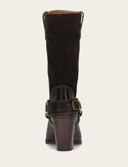Women's Dark Brown Shiloh Harness Belted Boot Frye Outlet