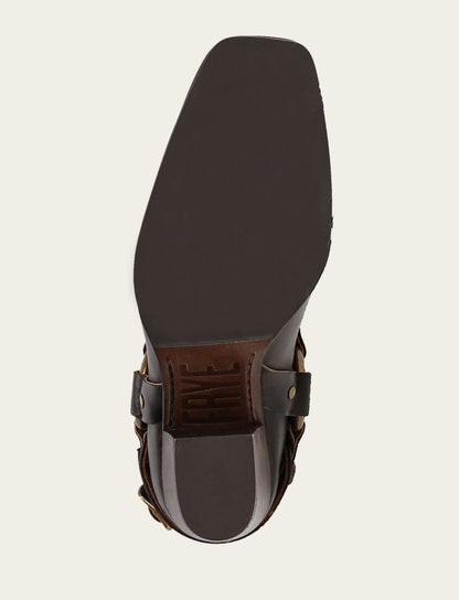 Women's Dark Brown Shiloh Harness Belted Boot Frye Outlet