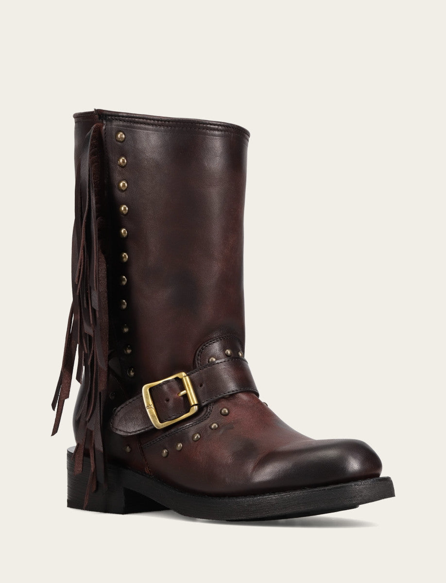 Women's Cherry Lacquer Viv Fringe Engineer Boot Frye us