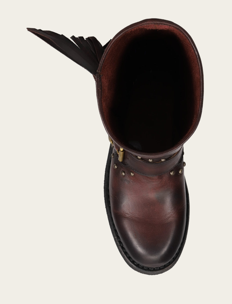 Women's Cherry Lacquer Viv Fringe Engineer Boot Frye us