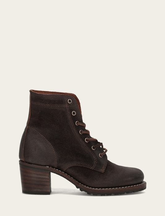 Women's Dark Brown Sabrina 6G Lace Up Boots Frye USA
