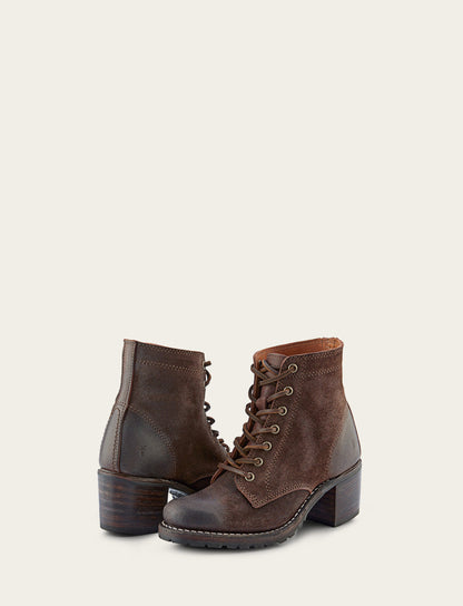 Women's Dark Brown Sabrina 6G Lace Up Boots Frye USA