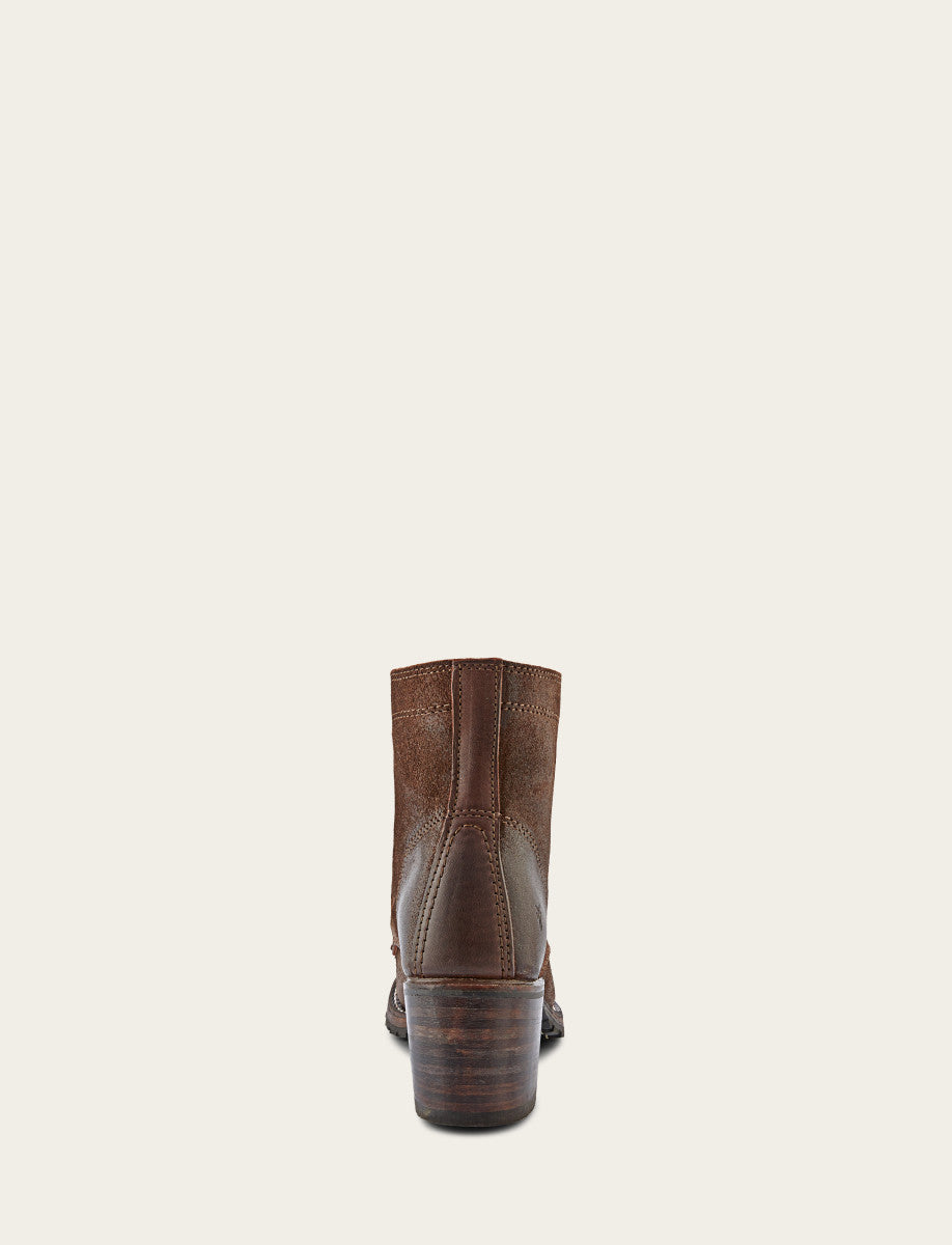 Women's Dark Brown Sabrina 6G Lace Up Boots Frye USA