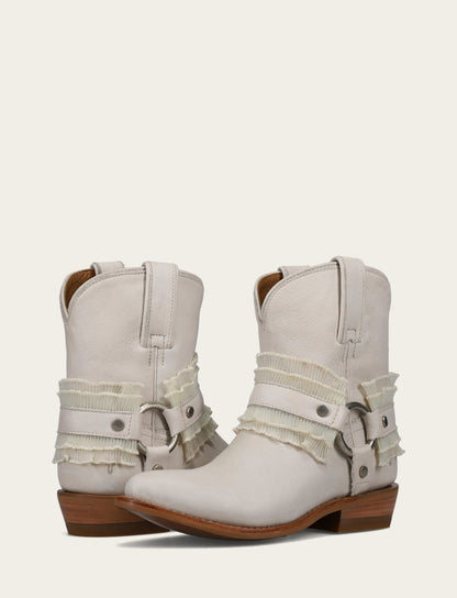 Women's Ivory Billy Harness Ruffle Boots Frye