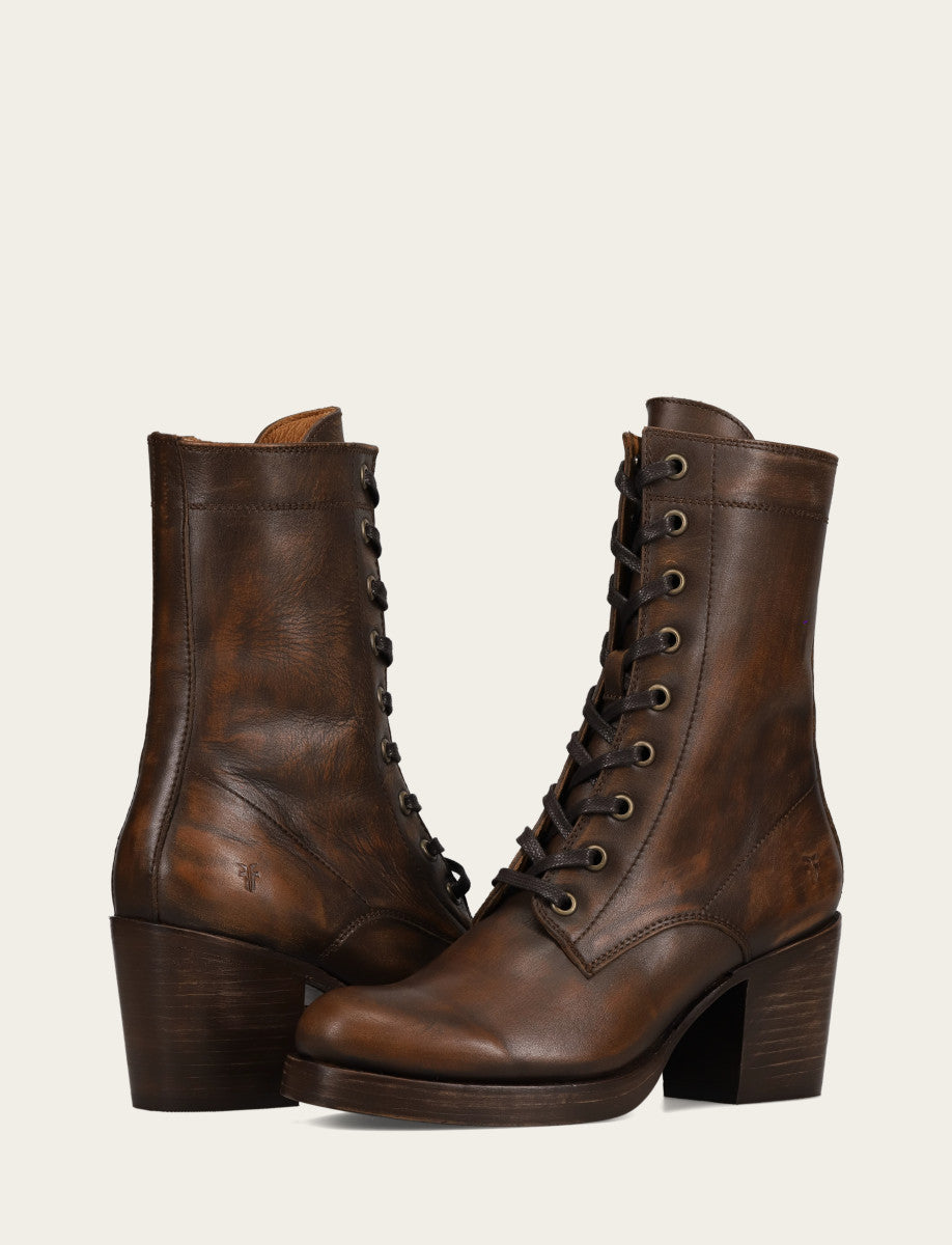 Women's Distressed Dk Brown Jean Lace Up Boot Frye Online